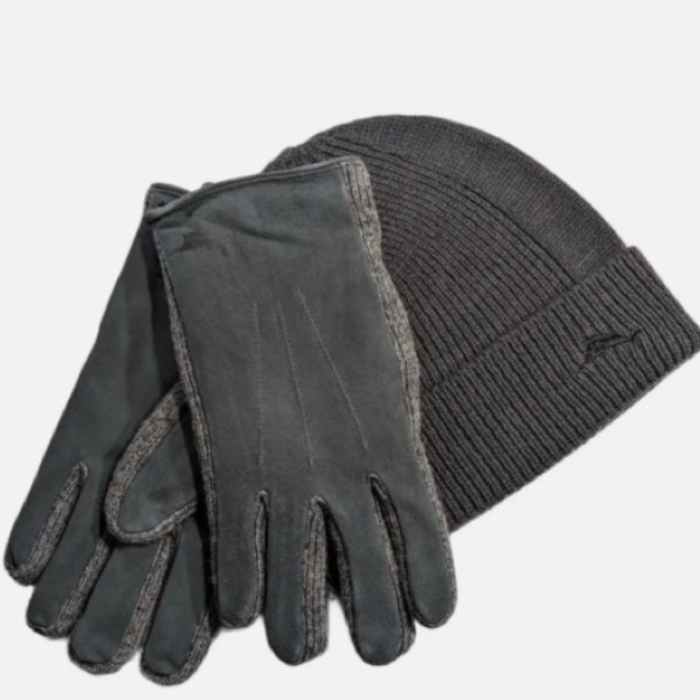 Tommy Bahama Wool Beanie & Suede Gloves Set